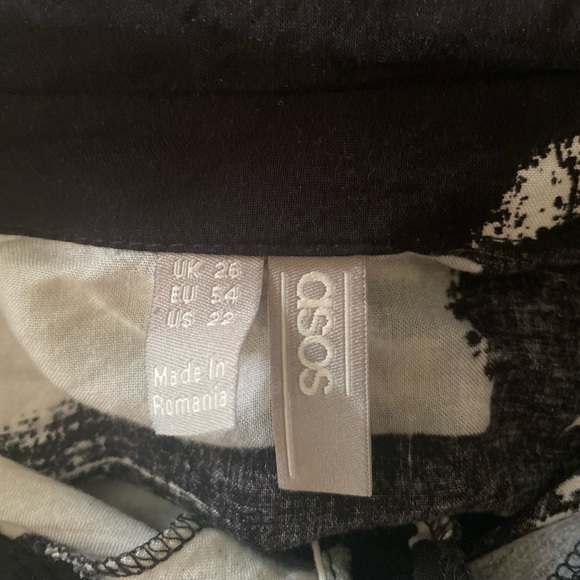 ASOS paint brush stroke patterned button down black and white top - Picture 3 of 5